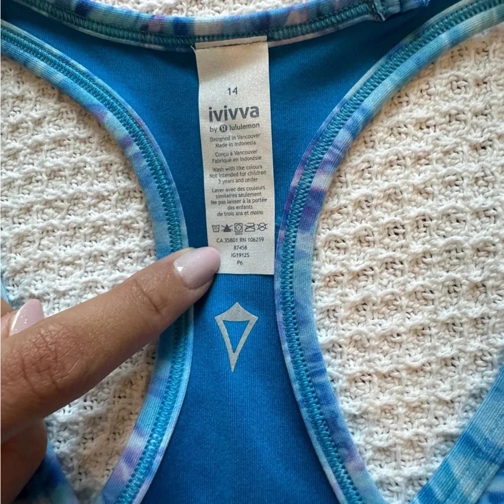NWOT Set of 2 Lululemon Ivivva KeepUrCool Racer Tank tops, size 14, reversible - Picture 7 of 11